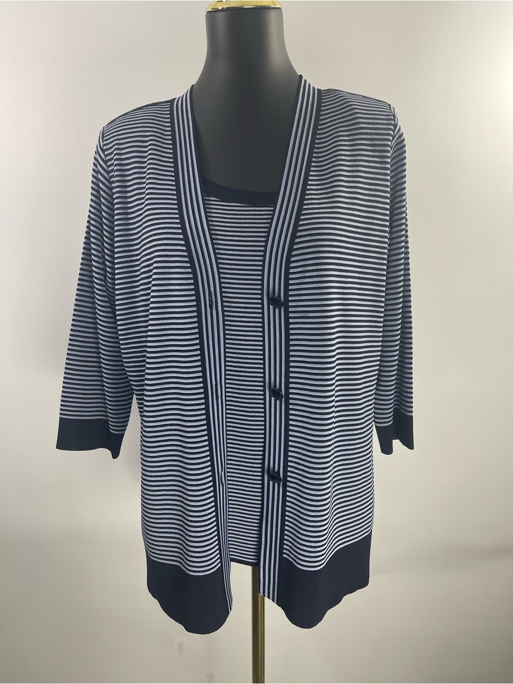 Misook Women Blue Career Workwear Medium Cardigan & Tank Set